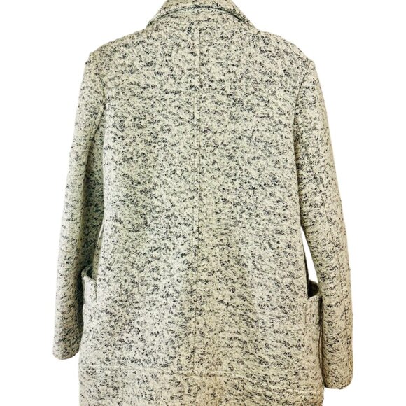 Forever 21 White & Black Flecked Pea Coat - Size M - Worn Once - Picture 2 of 11